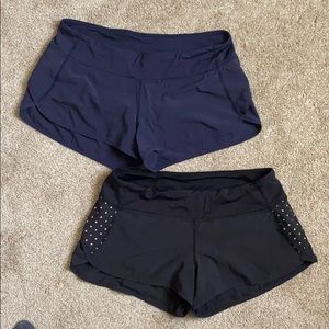 2 Lululemon speed shorts
